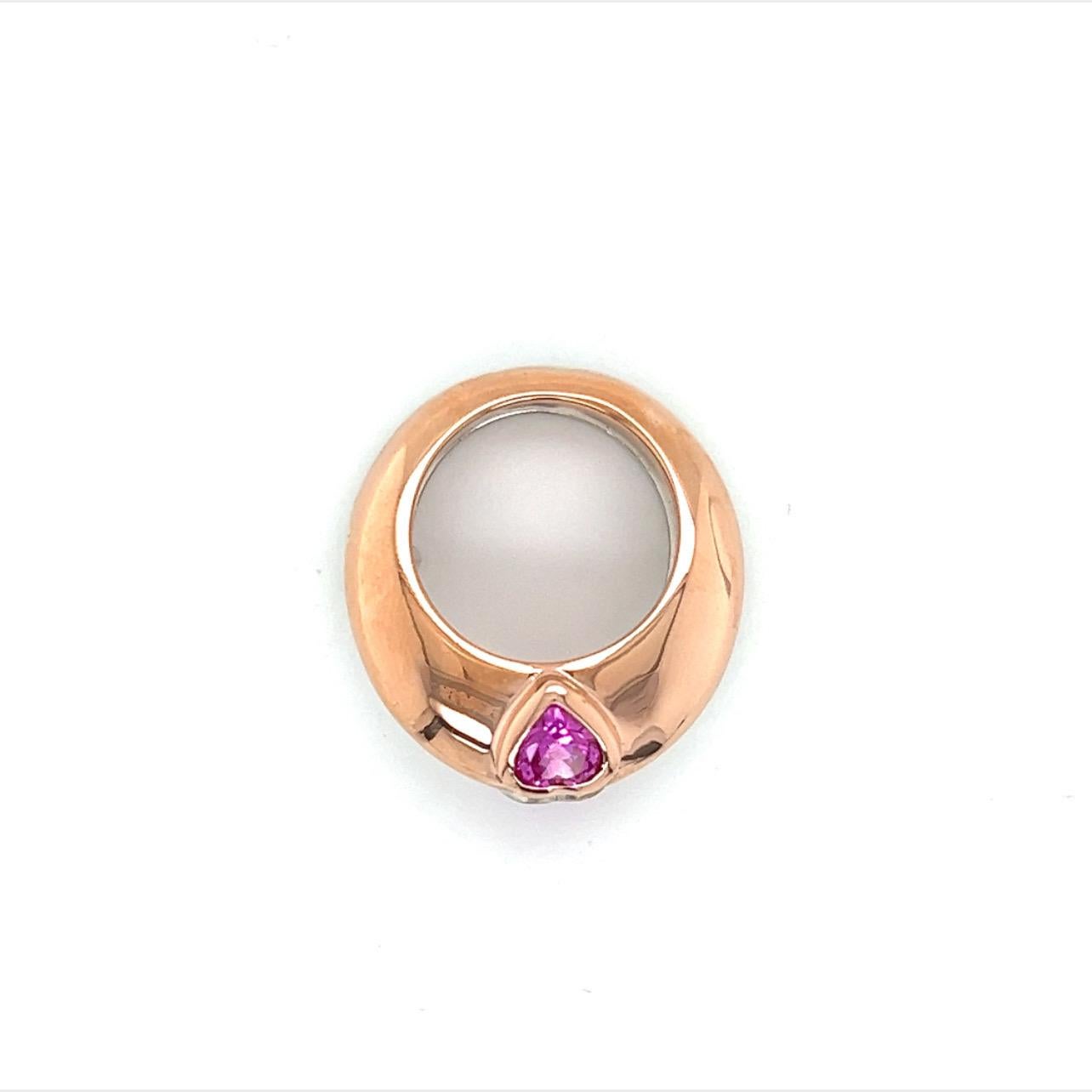 14k Rose Gold And Silver Ring With Pink Sapphire Hearts For Sale 6