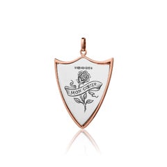 14K Rose Gold and Sterling Silver Love Shield Pendant Necklace