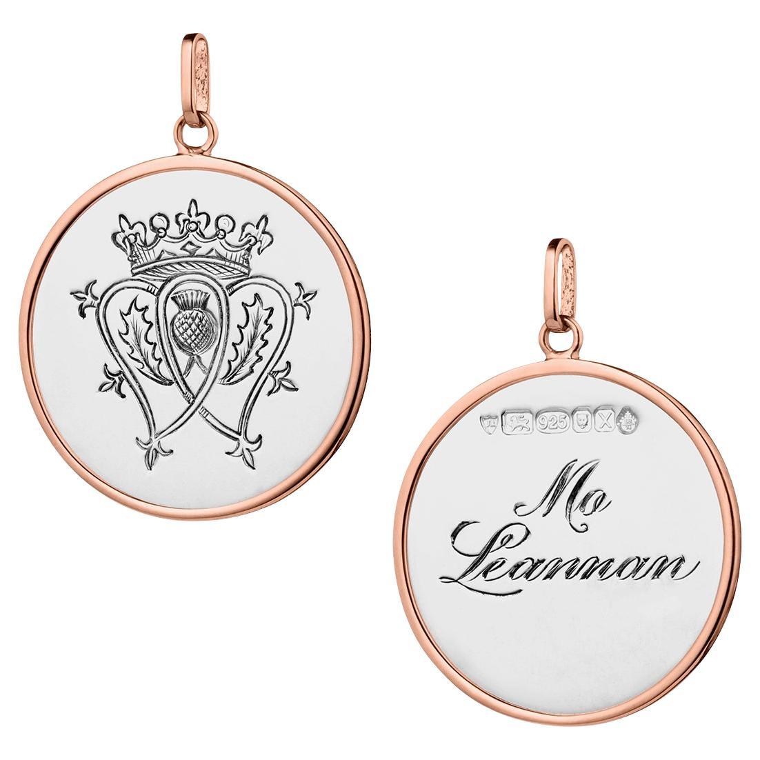 Gettone d'amore Luckenbooth in oro rosa 14 carati e argento massiccio