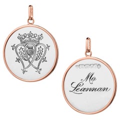 Gettone d'amore Luckenbooth in oro rosa 14 carati e argento massiccio