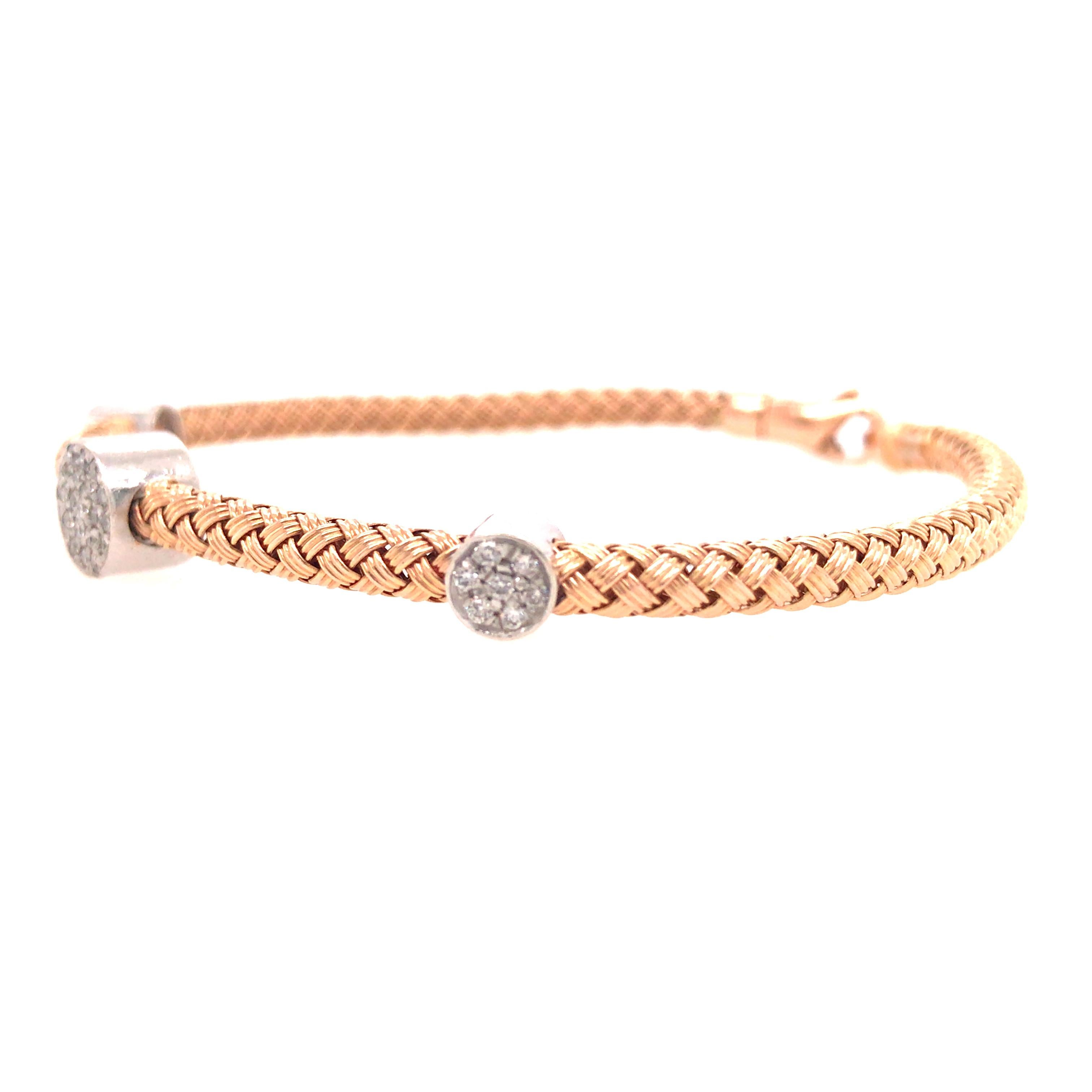 Station-Armband aus Roségold und Weißgold mit Diamanten im Zustand „Gut“ in Boca Raton, FL