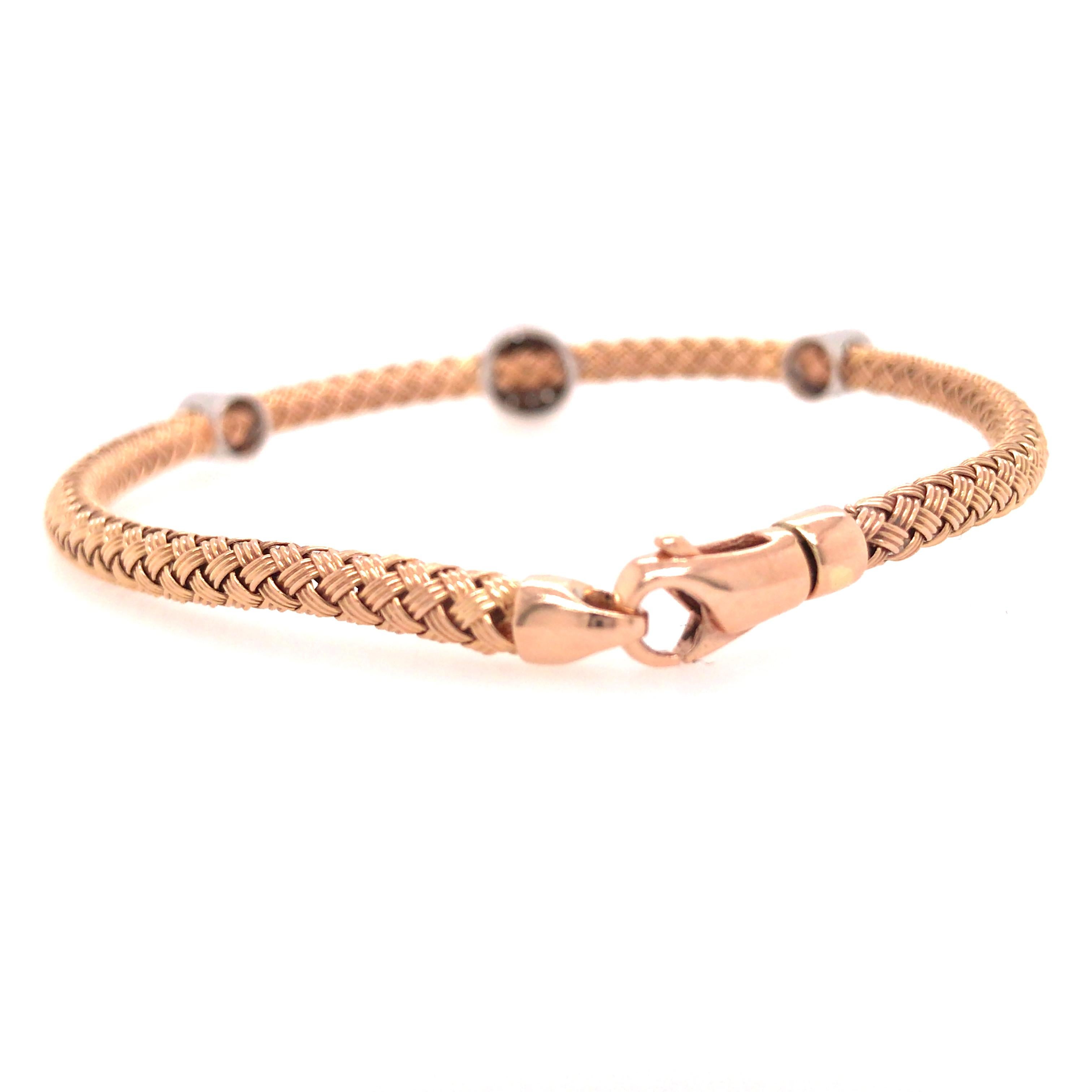 Station-Armband aus Roségold und Weißgold mit Diamanten Damen