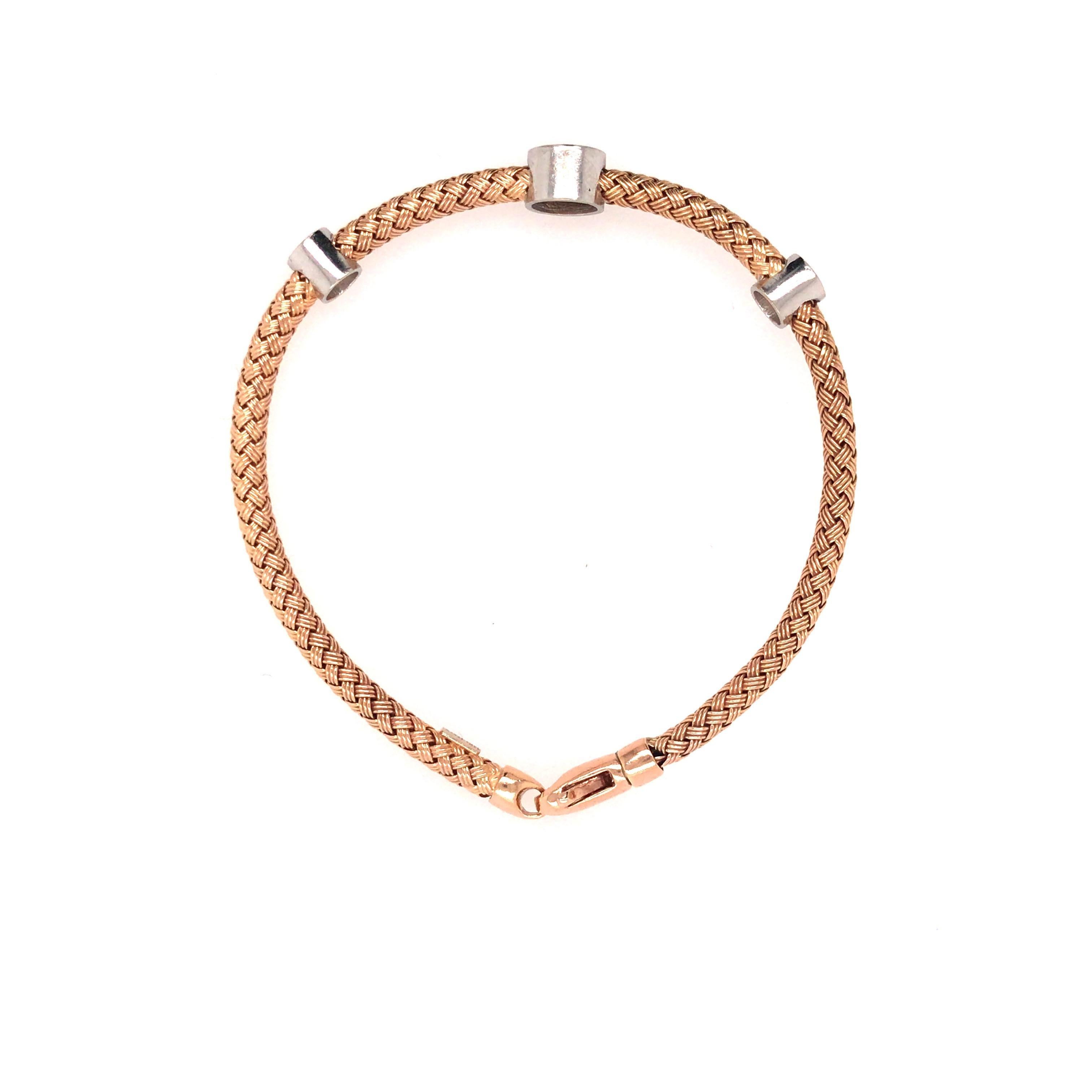 Women's 14K Rose Gold and White Gold Diamond Station Bracelet