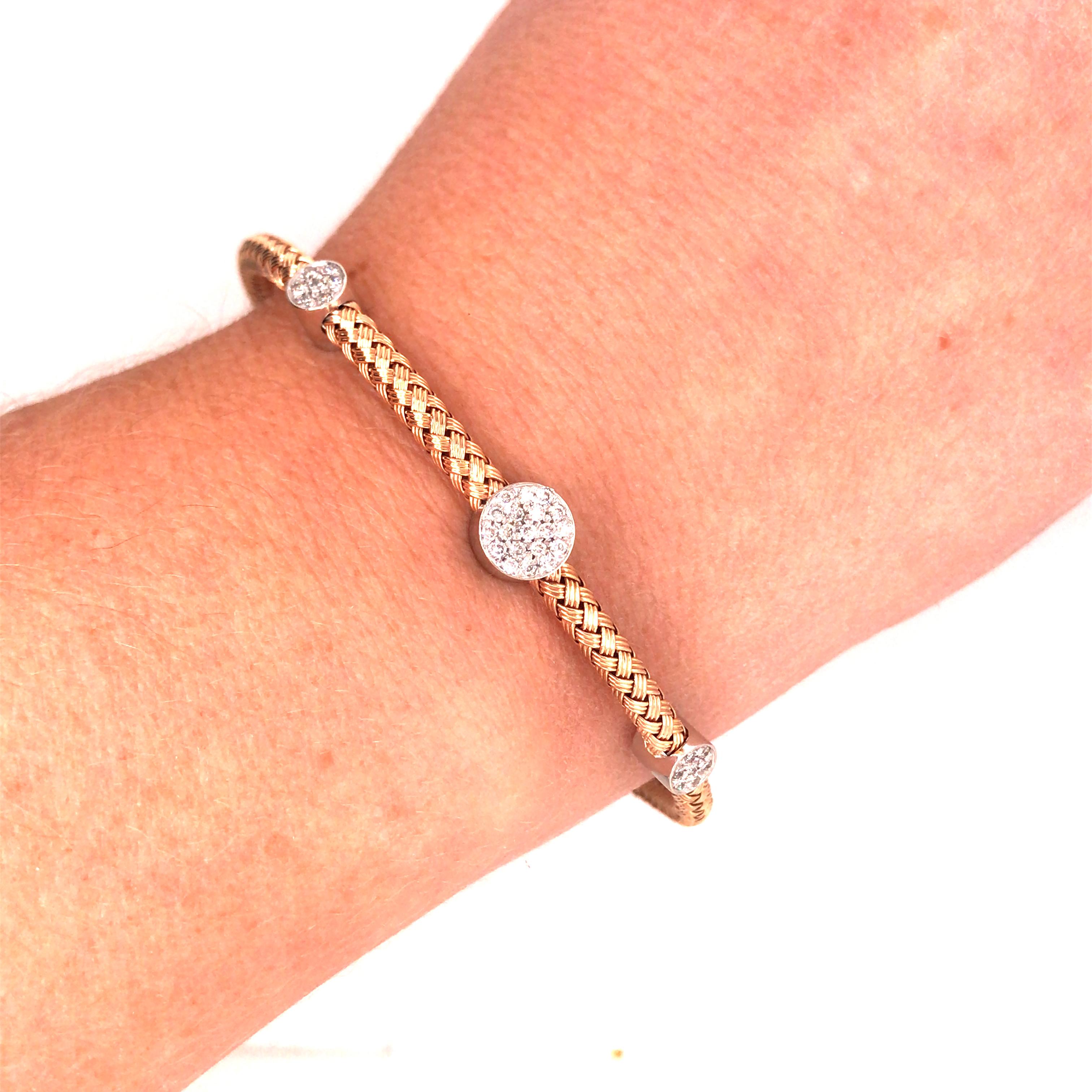 14K Rose Gold and White Gold Diamond Station Bracelet 2