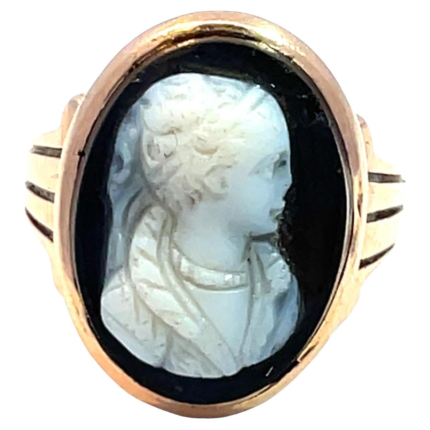 14k Rose Gold Antique Cameo Ring in vendita