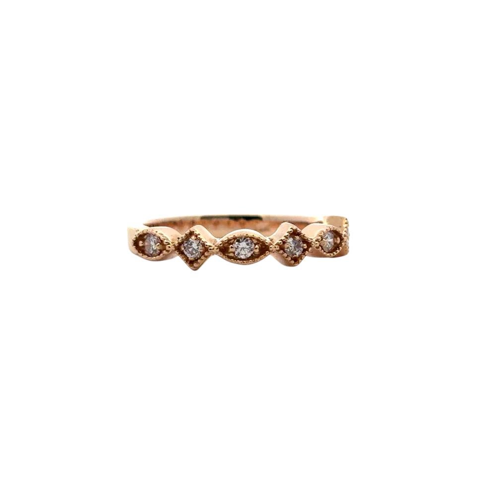 14k Rose Gold approx. 0.20ctw Diamond Stackable Ring

This stunning Rose Gold Diamond Ring is in excellent condition and is ready to ship!

Style: Stackable Ring, Stackable Band
Material: Platinum
Diamond Details: This ring features approximately