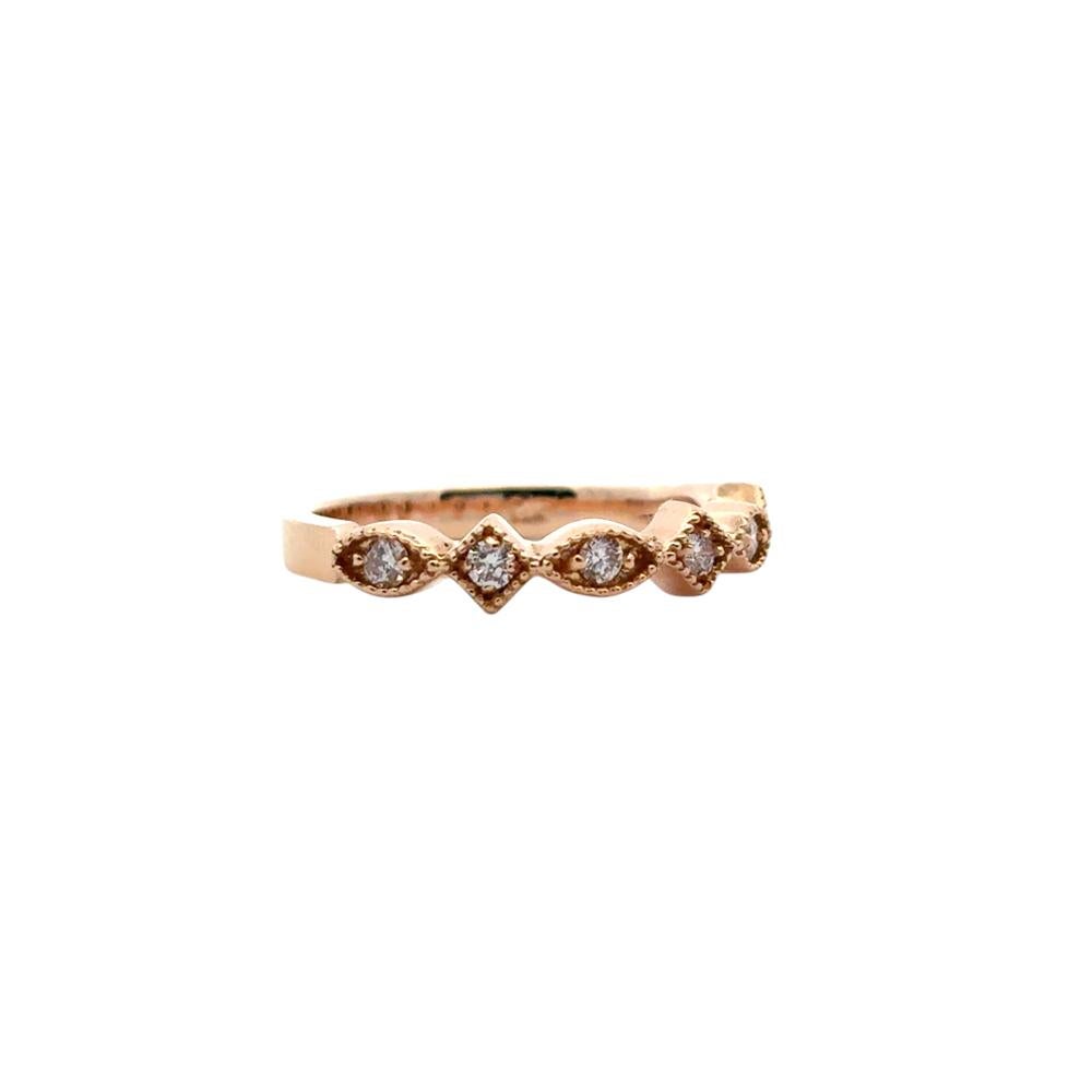 Modern 14k Rose Gold approx. 0.20ctw Diamond Stackable Ring For Sale