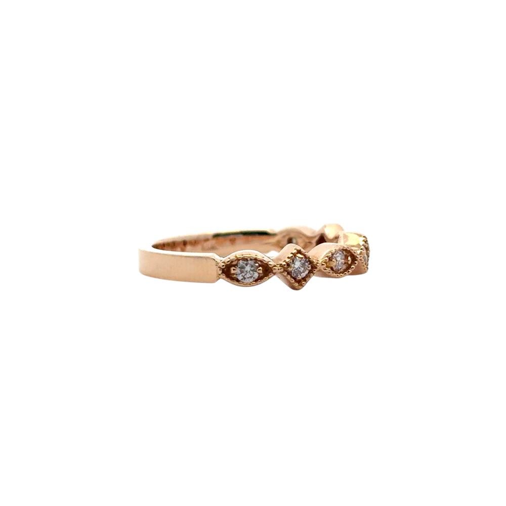 Round Cut 14k Rose Gold approx. 0.20ctw Diamond Stackable Ring For Sale