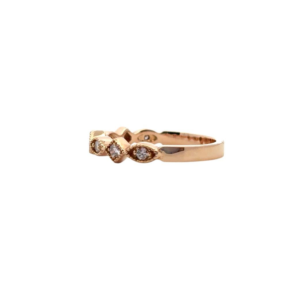 Women's 14k Rose Gold approx. 0.20ctw Diamond Stackable Ring For Sale