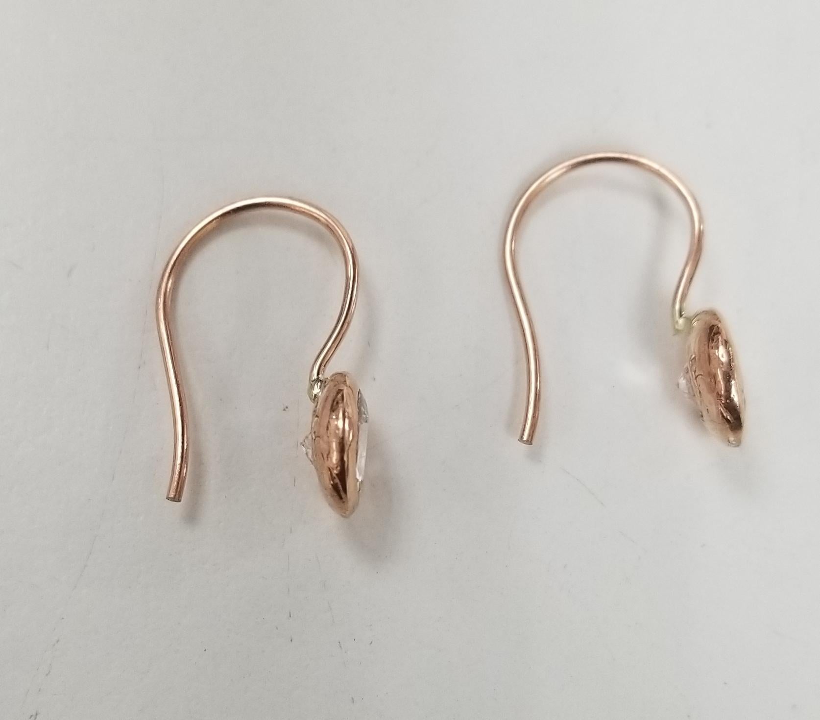 Contemporary 14 Karat Rose Gold Aqua Marine Bezel Set Earrings