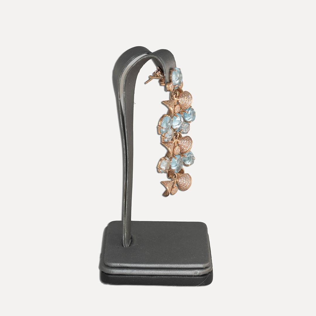 Orecchini Chandelier in oro rosa 14K con acquamarina e diamanti In condizioni Nuovo in vendita a Laguna Beach, CA