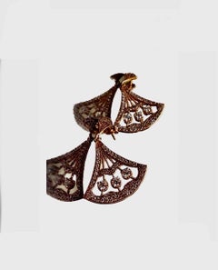 14K Rose Gold Art Deco 1.60 Pave Diamond Drop Earrings