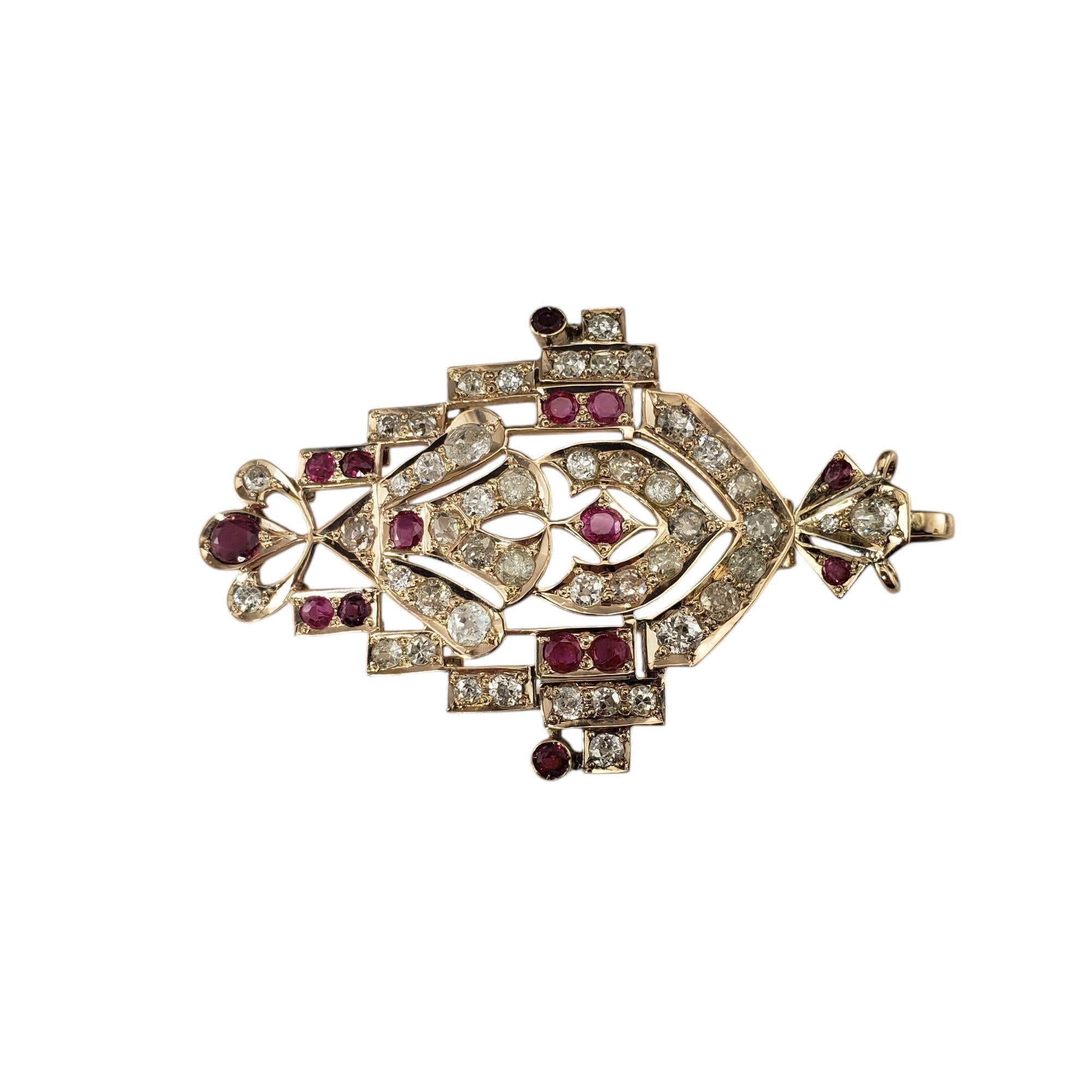 Art Déco Ciondolo in oro rosa 14K in stile Art Deco con rubini e diamanti #19854 in vendita
