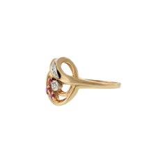 14K Rose Gold Art Nouveau Ruby & Diamond Ring