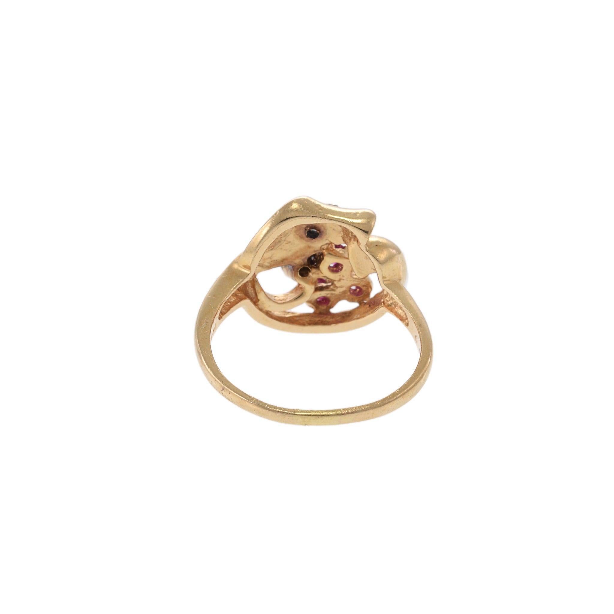 14K Rose Gold Art Nouveau Ruby & Diamond Ring For Sale 1