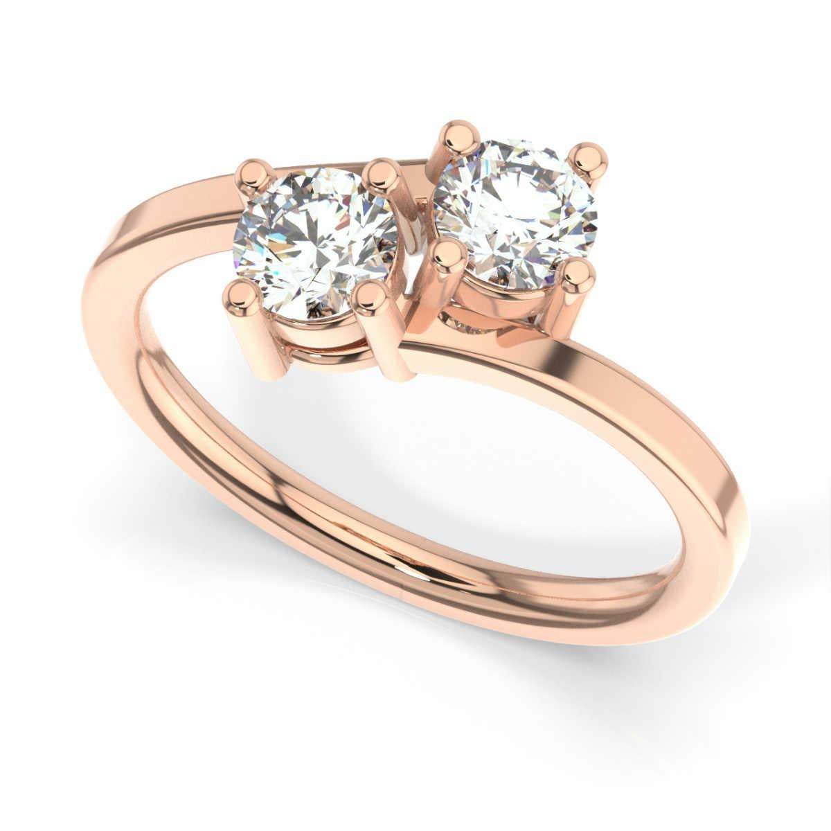 Round Cut 14K Rose Gold Artemis Diamond Ring '4/5 Ct. tw' For Sale