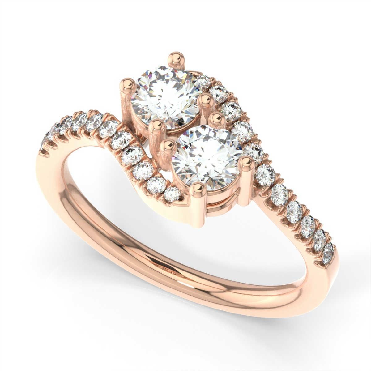 Round Cut 14K Rose Gold Artemis Micro Prong Diamond Ring '1 Ct. tw' For Sale