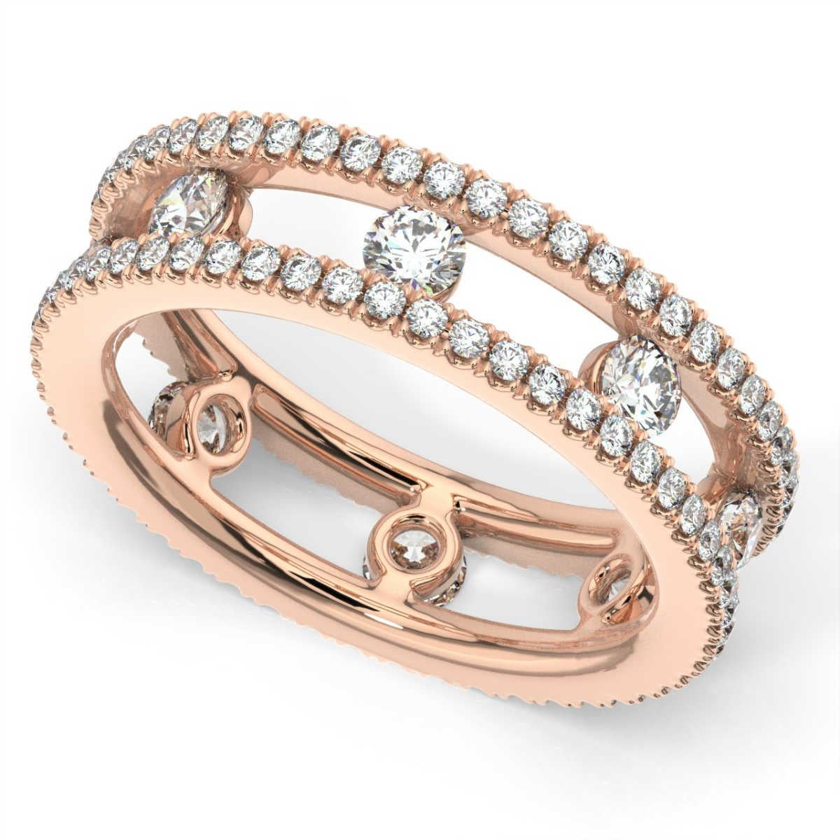 Round Cut 14K Rose Gold Asti Eternity Ring '1 1/2 Ct. Tw' For Sale