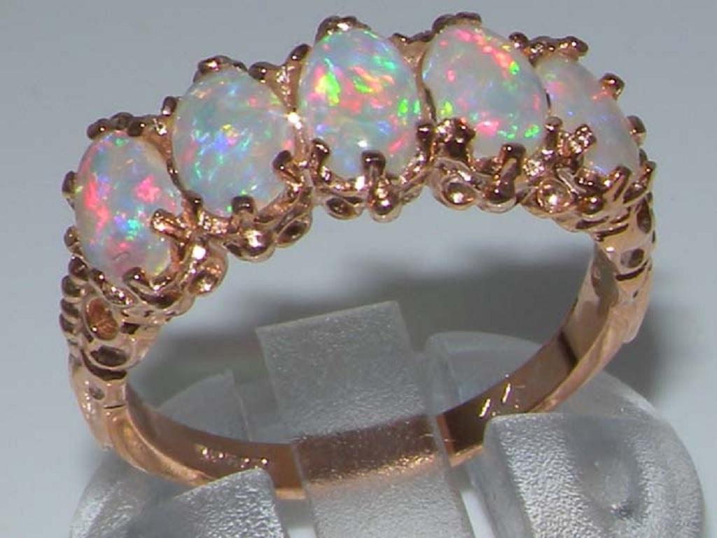 En venta: Anillo de ópalo australiano de oro rosa de 14 quilates  2