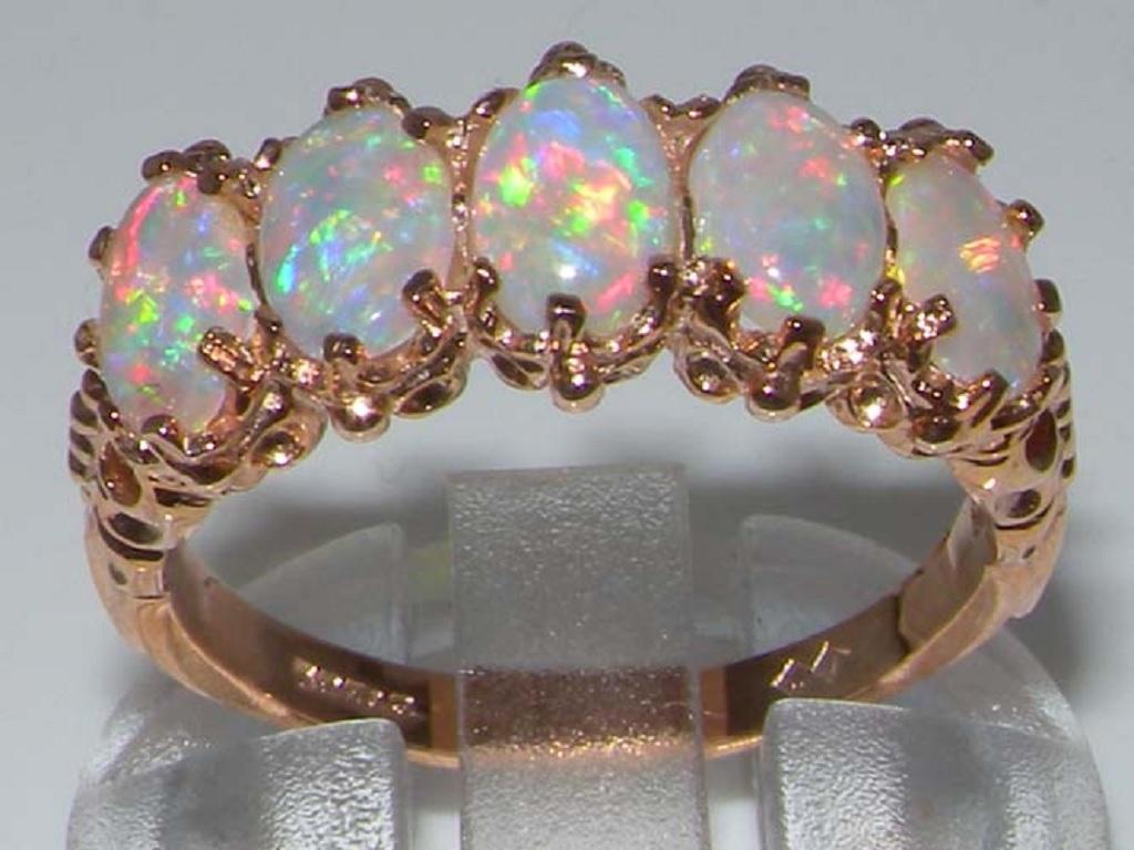 En venta: Anillo de ópalo australiano de oro rosa de 14 quilates  3