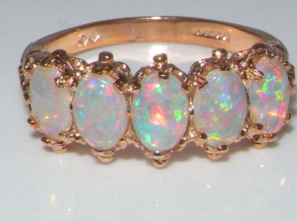 En venta: Anillo de ópalo australiano de oro rosa de 14 quilates  4