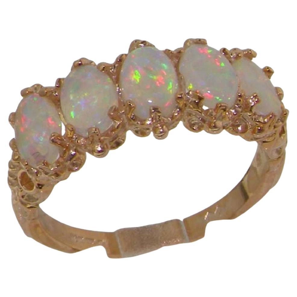 Anillo de ópalo australiano de oro rosa de 14 quilates