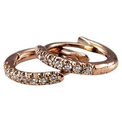 Orecchini a cerchio con diamanti per bambini in oro rosa 14K #24417