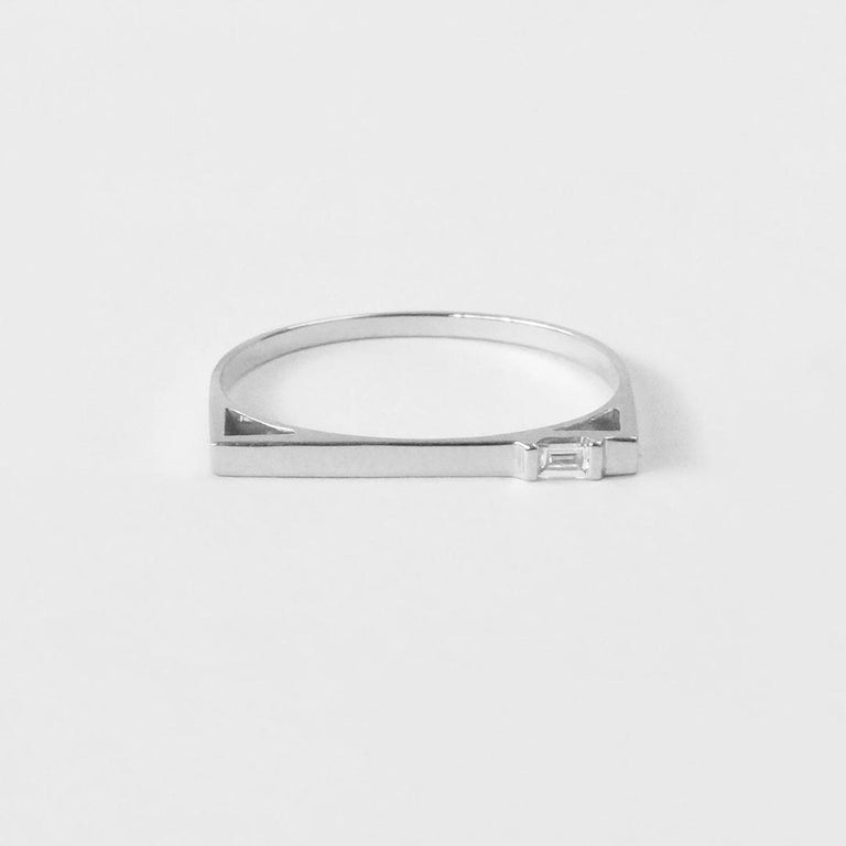 For Sale:  14k Rose Gold Baguette Diamond Bar Ring Diamond Ring Stacking Ring 2