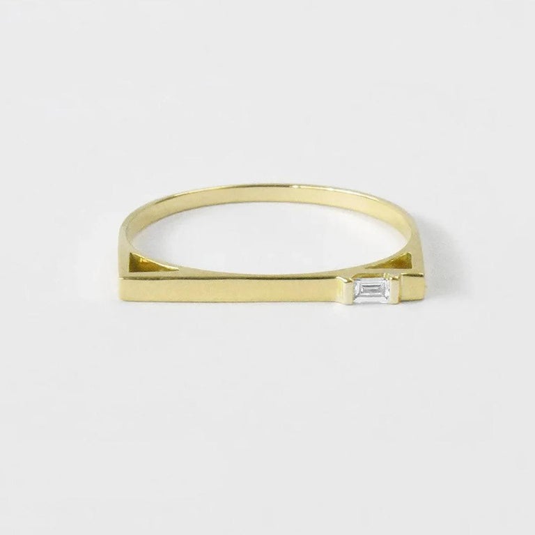 For Sale:  14k Rose Gold Baguette Diamond Bar Ring Diamond Ring Stacking Ring 3