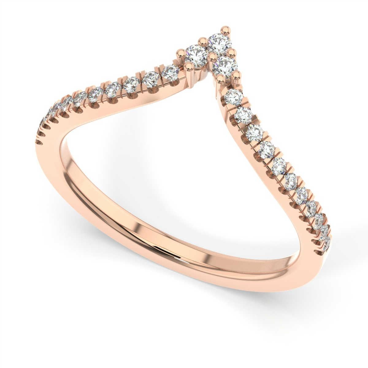 Round Cut 14 Karat Rose Gold Belle Diamond Ring '1/5 Carat' For Sale