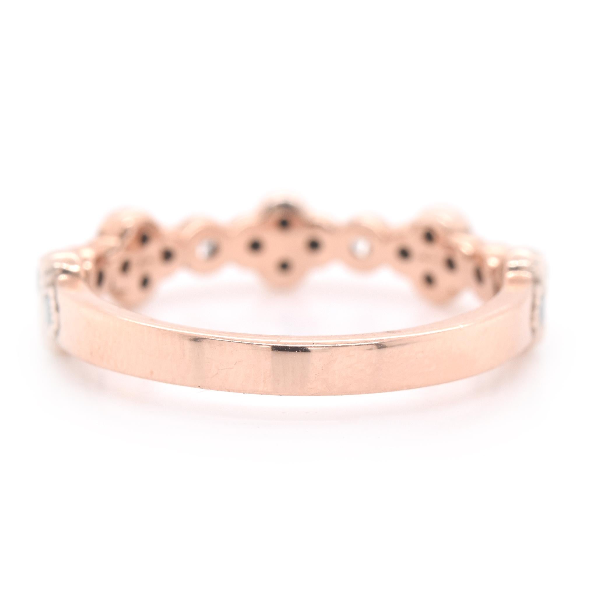 14 Karat Rose Gold Black and White Diamond Stackable Ring In Excellent Condition In Scottsdale, AZ