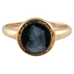 Vintage 14k Rose Gold Black Cameo Ring Size 5.5 #12392