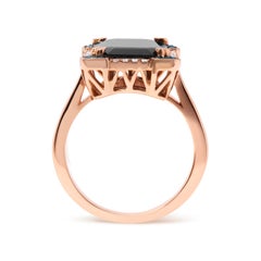 14K Rose Gold Black Onyx and 1/5 Cttw Blue and White Diamond Halo Cocktail Ring