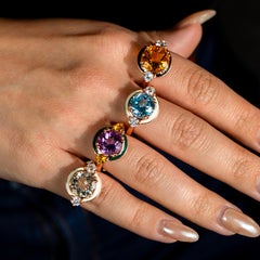 14k Rose Gold Blue Sky Topaz Ring, Statement Gemstone Colorful Ring, Mom Jewelry