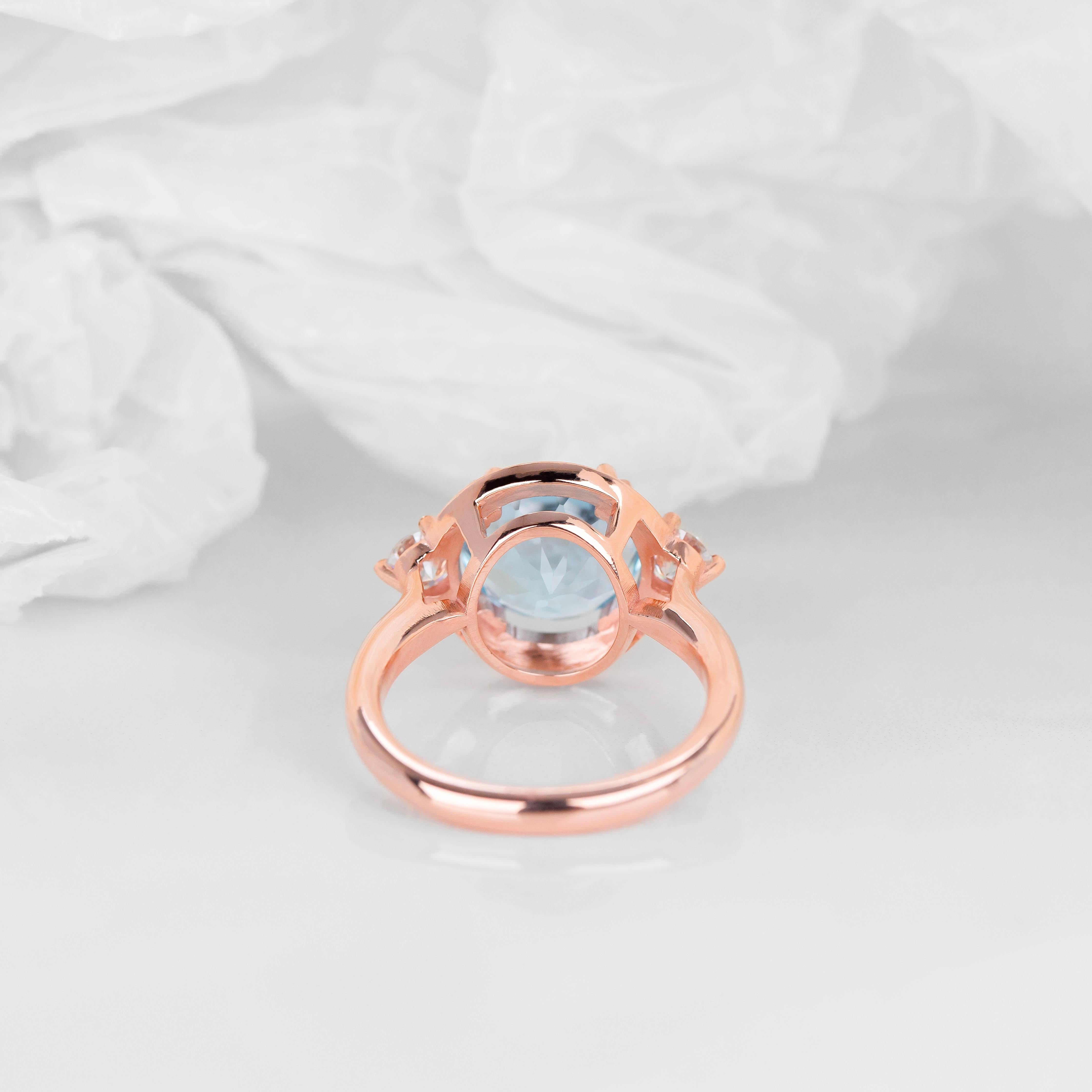 14k Rose Gold Blue Sky Topaz Ring, Aussage Edelstein bunten Ring, Mama-Schmuck im Angebot 2