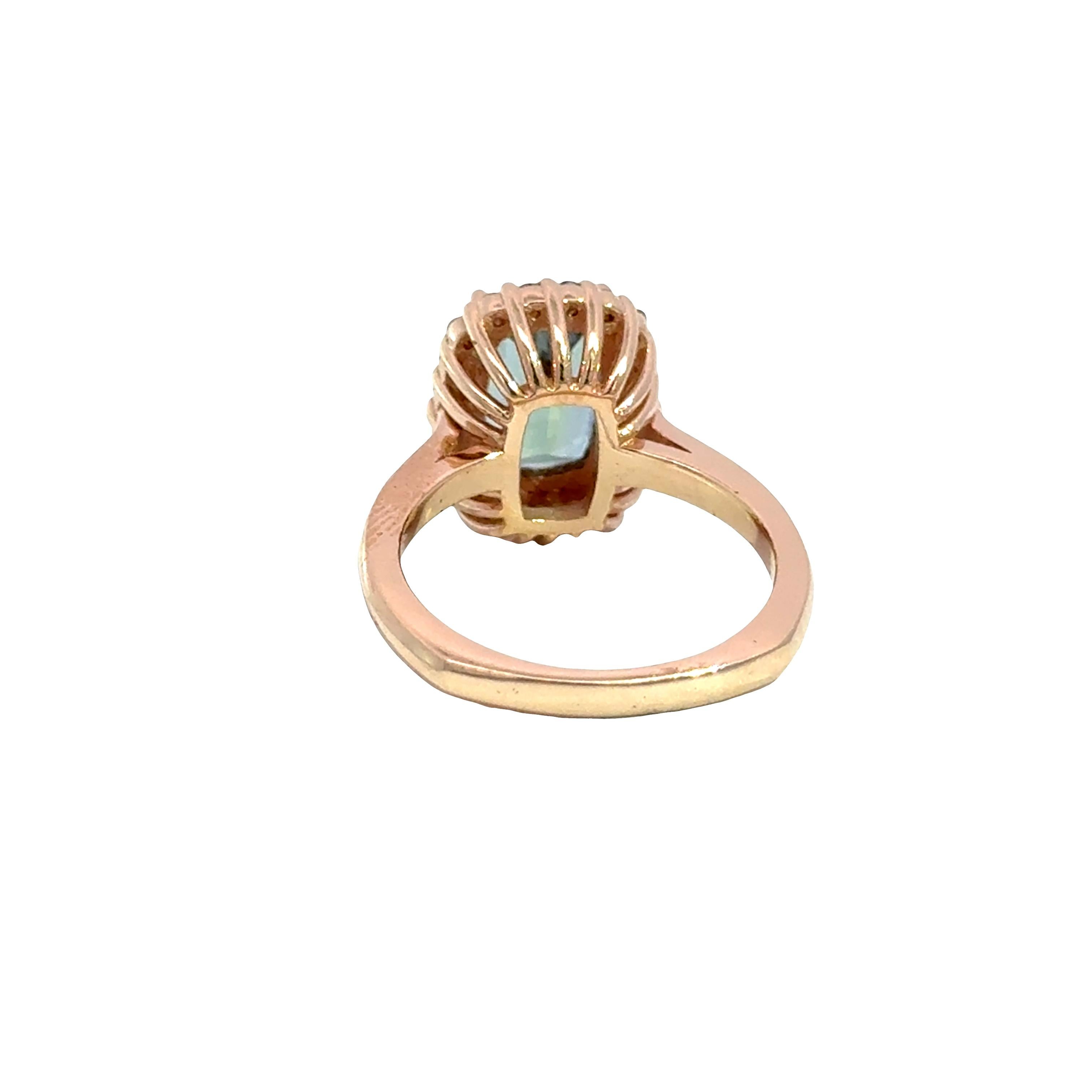 14k Rose Gold Blauer Turmalin & Diamant Halo Ring, 2,67 Karat im Angebot 7