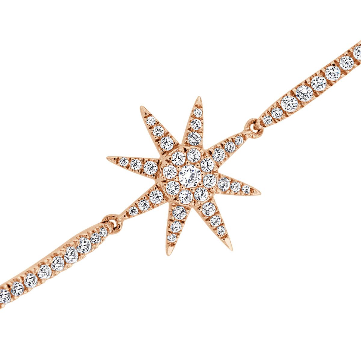 14 Karat Roségold Bolo Diamant-Armband '1 Karat' (Rundschliff) im Angebot