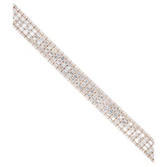 Bracelet en or rose 14 carats, 35.0 carats, taille émeraude naturelle et diamants ronds brillants