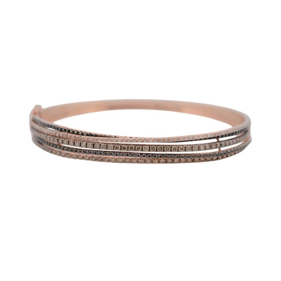Taille brillant Bracelet en or rose 14 carats avec diamants naturels en vente