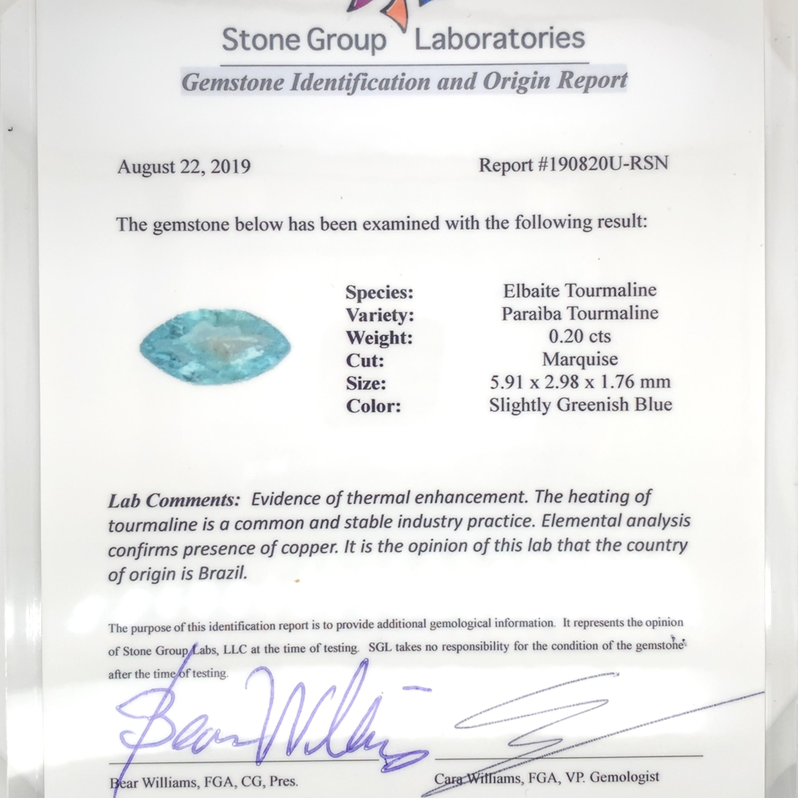 14K Rose Gold Brazilian .20ct Paraiba Tourmaline and Diamond Pendant For Sale 3