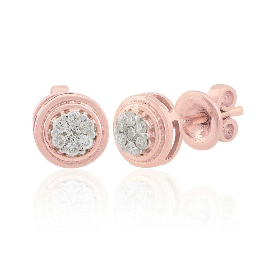 14K Rose Gold Bridal Stud Earrings Natural Diamond Engagement Bridesmaid Earring In New Condition For Sale In Chicago, IL