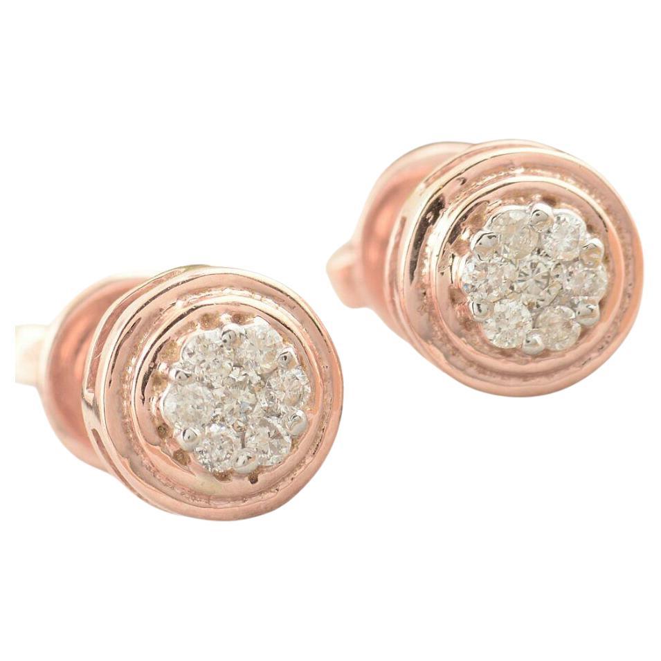 14K Rose Gold Bridal Stud Earrings Natural Diamond Engagement Bridesmaid Earring For Sale