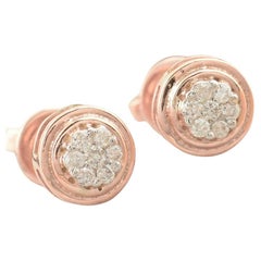 14K Rose Gold Bridal Stud Earrings Natural Diamond Engagement Bridesmaid Earring