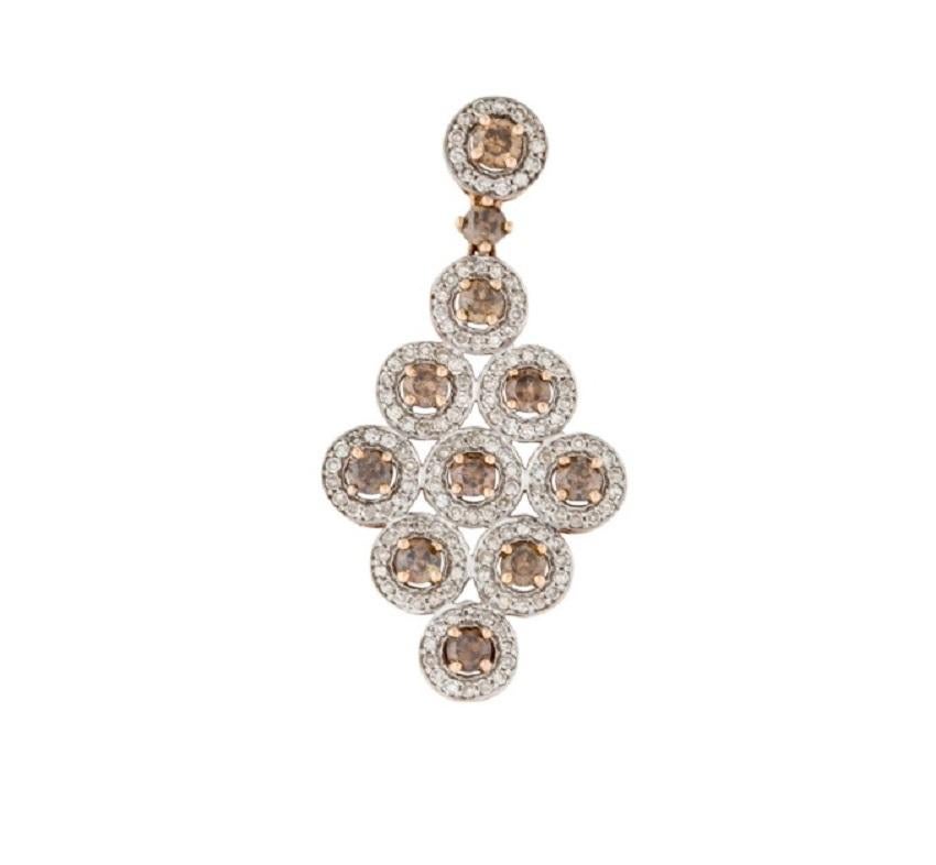 Rose Cut 14k Rose Gold Brown Dazzling Diamond Pendant For Sale