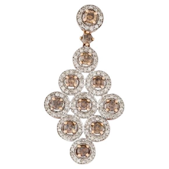 14k Rose Gold Brown Dazzling Diamond Pendant For Sale