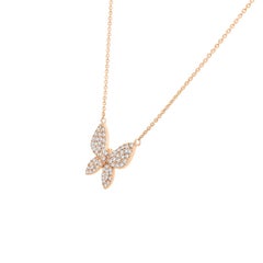 14 Karat Rose Gold Butterfly Large Diamond Necklace '1/2 Carat'