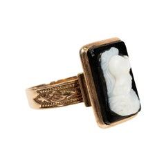 14K Rose Gold Cameo Necklace and Ring Jewelry Set