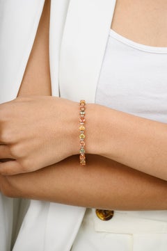 14k Rose Gold Certified 13.05 Carat Heart Multi Sapphire Diamond Bracelet
