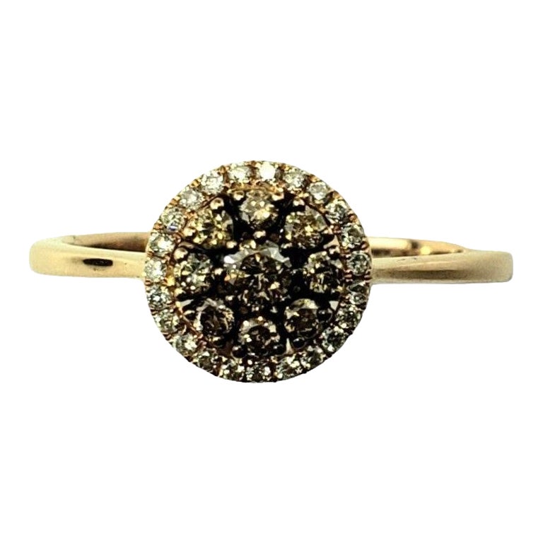 14K Rose Gold Champagner und weißer Diamant Ring Größe 7-7.25  #15968