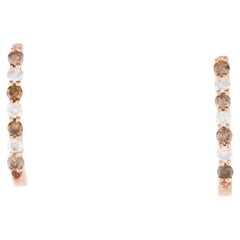 Boucles d'oreilles magnifiques en or rose 14 carats, champagne et diamants